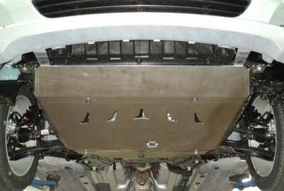 Hyundai Solaris (10–) Защита картера + КПП, алюминий (V-1,4, 1,6), KIA Rio (V-все, 2011-)