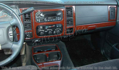 Декоративные накладки салона Dodge Dakota 2002-2004 4 двери, Bench Seats, без дверных панелей, 25 элементов.