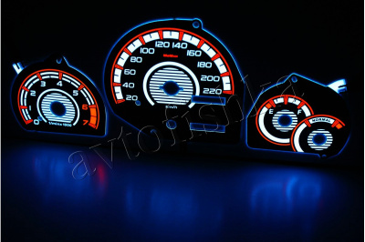 Ford Escort MK7 светодиодные шкалы (циферблаты) на панель приборов - дизайн 3